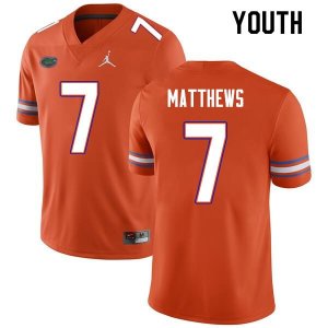 Youth Florida Gators #7 Luke Matthews NCAA Nike Orange Authentic Stitched College Football Jersey AEY5762DG